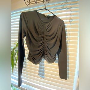 Long sleeve black top with front shirring